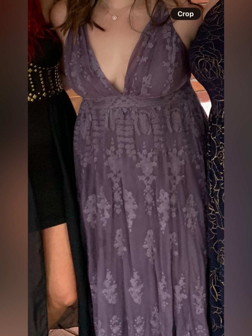 Women's Purple Floral Lace Maxi Dress